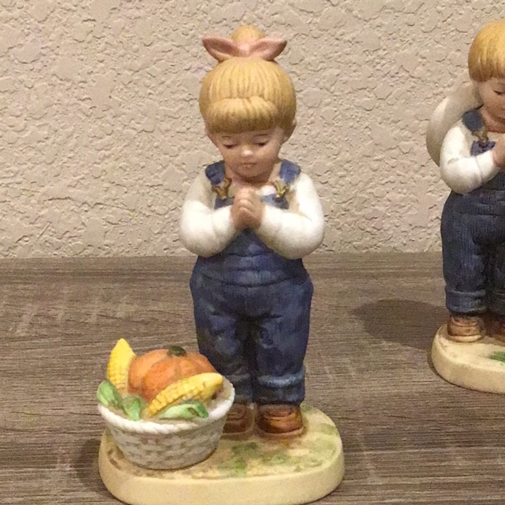 Pair of Vintage 1985 Homco Denim Days Figurines #1506 Praying - Picture 3 of 8